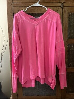 FP Movement by Free People Oversized Long Sleeve Sweatshirt — Hot Pink